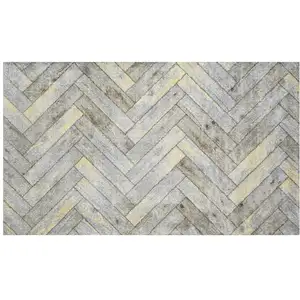 Photo of Rustic Gray Herringbone Washable Floor Mat