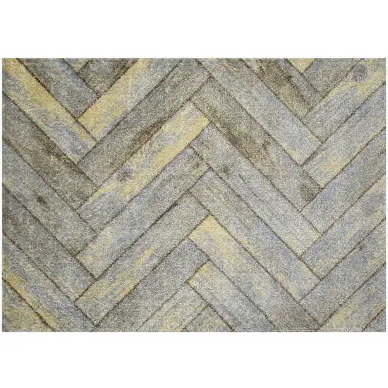 Rustic Gray Herringbone Washable Floor Mat Photo 2