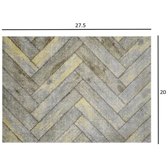 Rustic Gray Herringbone Washable Floor Mat Photo 3