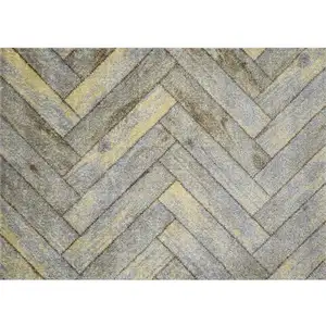 Photo of Rustic Gray Herringbone Washable Floor Mat