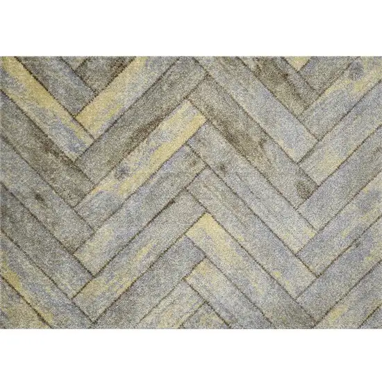 Rustic Gray Herringbone Washable Floor Mat Photo 1