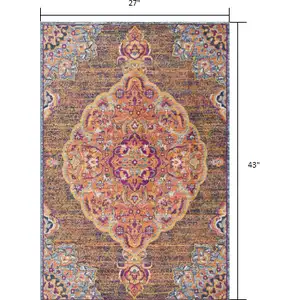 Photo of Rustic Orange Medallion Area Rug