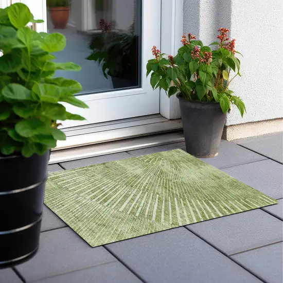 Sage Abstract Washable Non Skid Indoor Outdoor Area Rug Photo 8