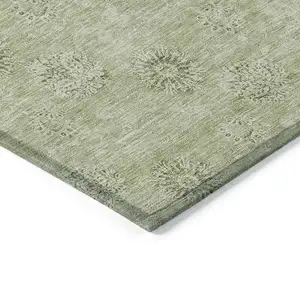 Photo of Sage And Artichoke Green Floral Washable Indoor Outdoor Area Rug