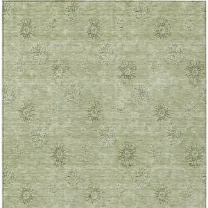 Photo of Sage And Artichoke Green Floral Washable Indoor Outdoor Area Rug