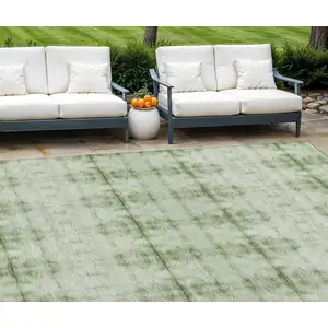 Photo of Sage And Green Geometric Washable Indoor Outdoor Area Rug