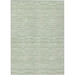 Photo of Sage And Green Striped Washable Indoor Outdoor Area Rug