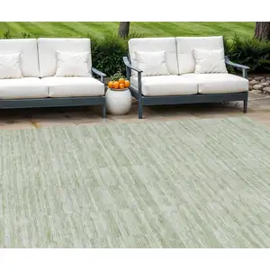 Photo of Sage And Green Striped Washable Indoor Outdoor Area Rug