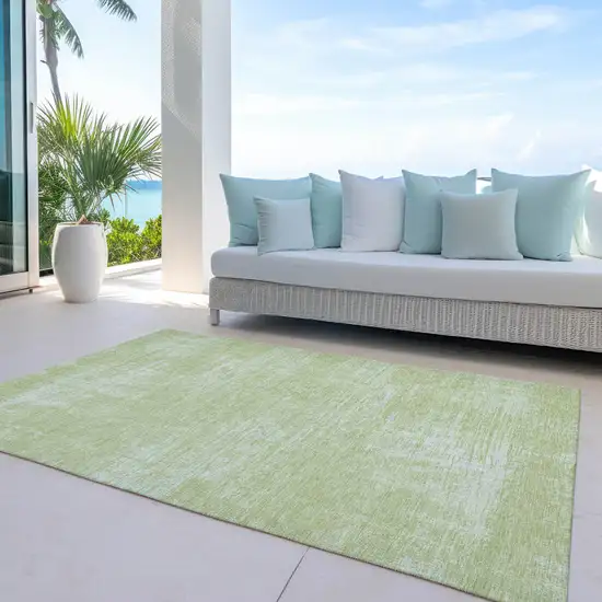 Sage Artichoke Green And Mint Green Abstract Washable Indoor Outdoor Area Rug Photo 7