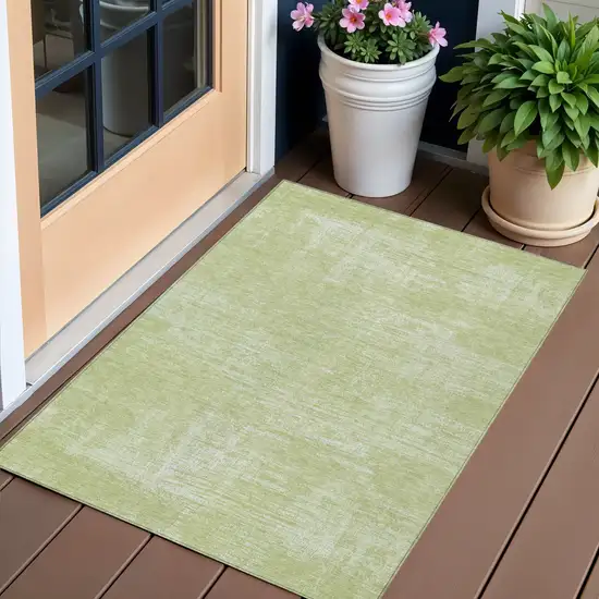 Sage Artichoke Green And Mint Green Abstract Washable Indoor Outdoor Area Rug Photo 1