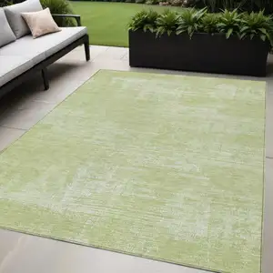 Photo of Sage Artichoke Green And Mint Green Abstract Washable Indoor Outdoor Area Rug