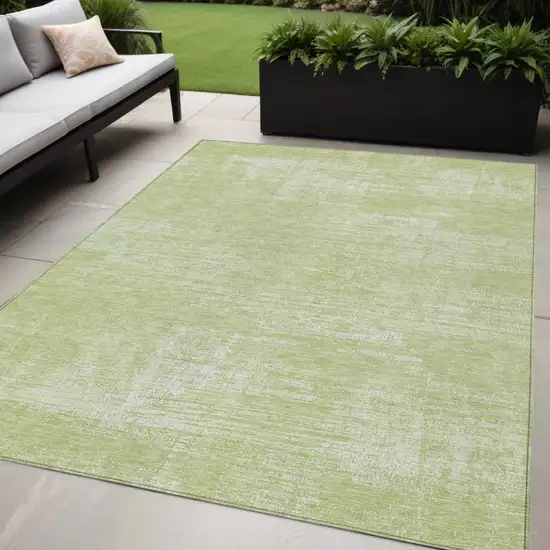 Sage Artichoke Green And Mint Green Abstract Washable Indoor Outdoor Area Rug Photo 2