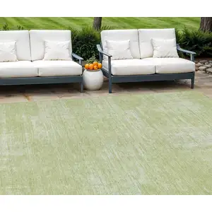 Photo of Sage Artichoke Green And Mint Green Abstract Washable Indoor Outdoor Area Rug