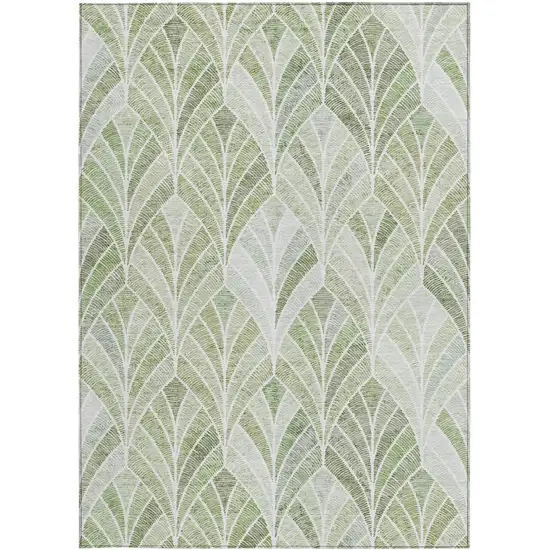 Sage Artichoke Green And Mint Green Geometric Washable Indoor Outdoor Area Rug Photo 8