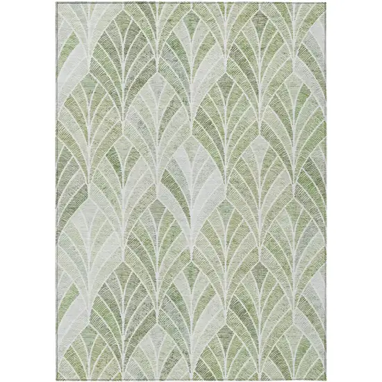 Sage Artichoke Green And Mint Green Geometric Washable Indoor Outdoor Area Rug Photo 2