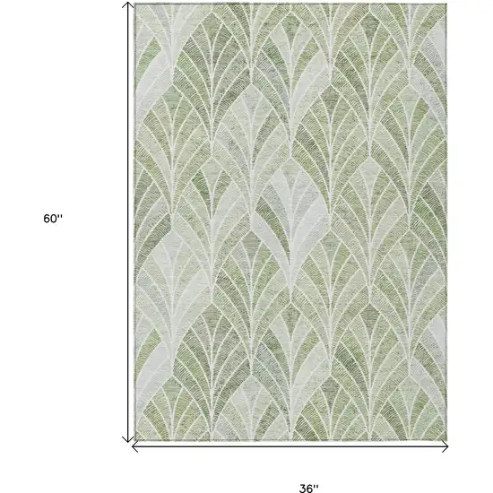 Sage Artichoke Green And Mint Green Geometric Washable Indoor Outdoor Area Rug Photo 3