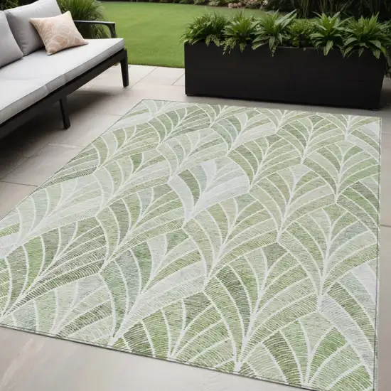 Sage Artichoke Green And Mint Green Geometric Washable Indoor Outdoor Area Rug Photo 1