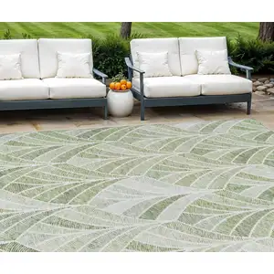 Photo of Sage Artichoke Green And Mint Green Geometric Washable Indoor Outdoor Area Rug