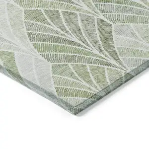 Photo of Sage Artichoke Green And Mint Green Geometric Washable Indoor Outdoor Area Rug