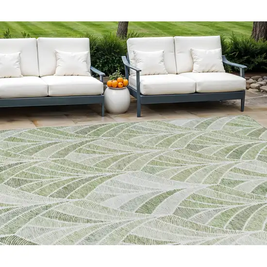 Sage Artichoke Green And Mint Green Geometric Washable Indoor Outdoor Area Rug Photo 1