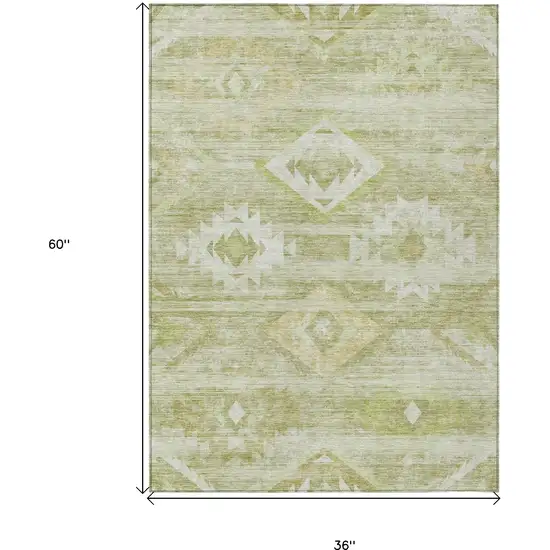 Sage Artichoke Green And Mint Green Southwestern Washable Indoor Outdoor Area Rug Photo 3