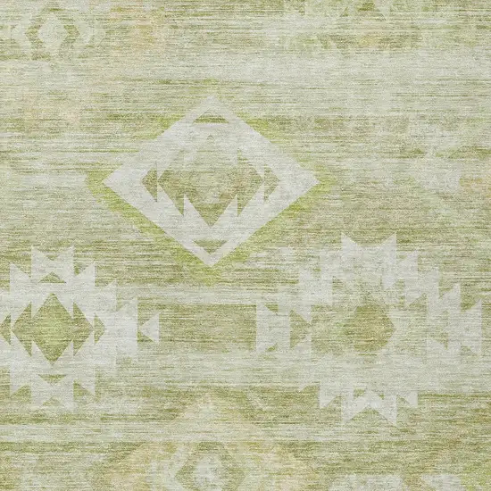 Sage Artichoke Green And Mint Green Southwestern Washable Indoor Outdoor Area Rug Photo 6