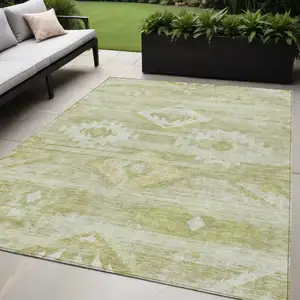 Photo of Sage Artichoke Green And Mint Green Southwestern Washable Indoor Outdoor Area Rug