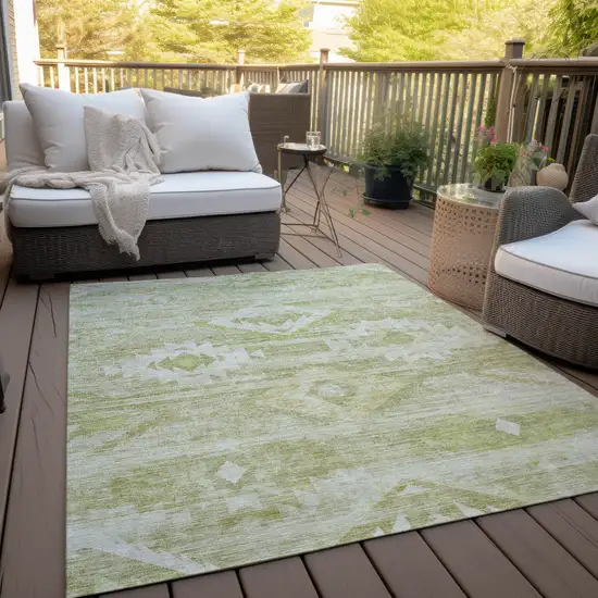 Sage Artichoke Green And Mint Green Southwestern Washable Indoor Outdoor Area Rug Photo 8