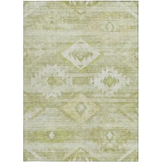 Sage Artichoke Green And Mint Green Southwestern Washable Indoor Outdoor Area Rug Photo 7