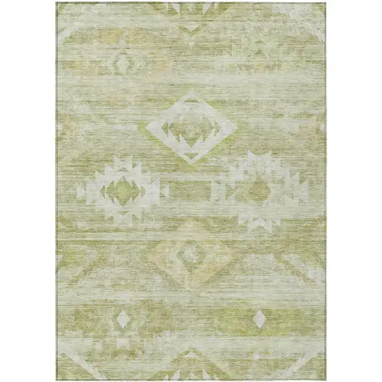 Sage Artichoke Green And Mint Green Southwestern Washable Indoor Outdoor Area Rug Photo 2