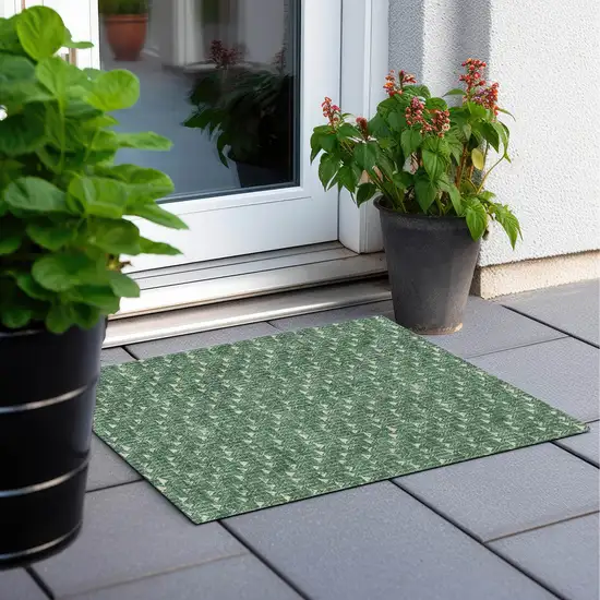 Sage Geometric Washable Non Skid Indoor Outdoor Area Rug Photo 8