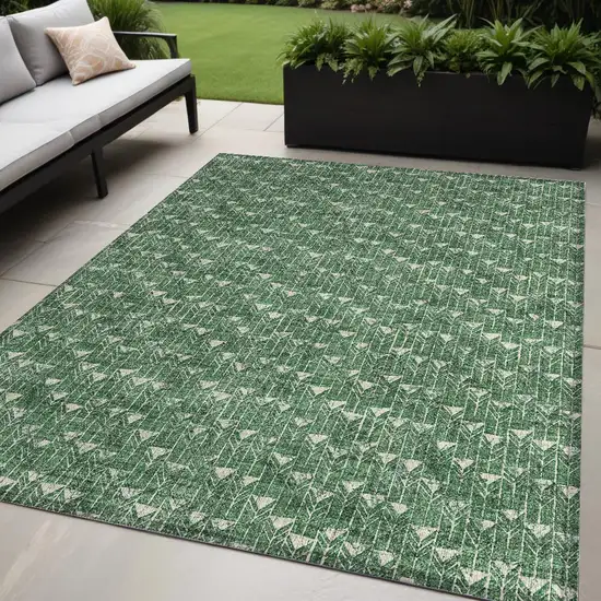 Sage Geometric Washable Non Skid Indoor Outdoor Area Rug Photo 1