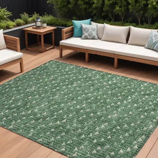 Sage Geometric Washable Non Skid Indoor Outdoor Area Rug Photo 1