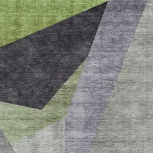 Photo of Sage Green And Charcoal Abstract Washable Indoor Outdoor Area Rug