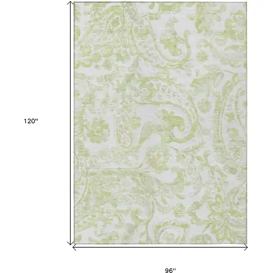 Sage Green And Ivory Paisley Washable Indoor Outdoor Area Rug Photo 3