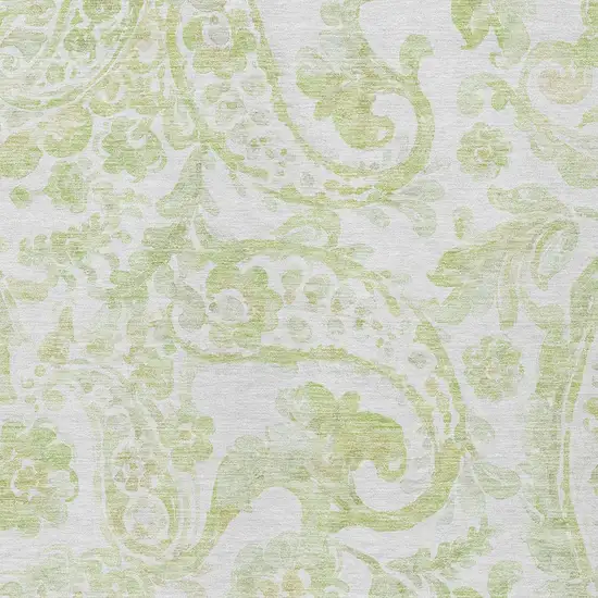 Sage Green And Ivory Paisley Washable Indoor Outdoor Area Rug Photo 6