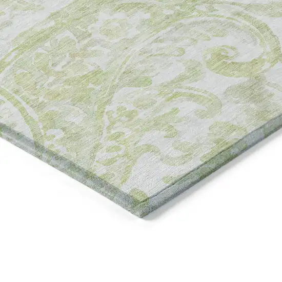 Sage Green And Ivory Paisley Washable Indoor Outdoor Area Rug Photo 5