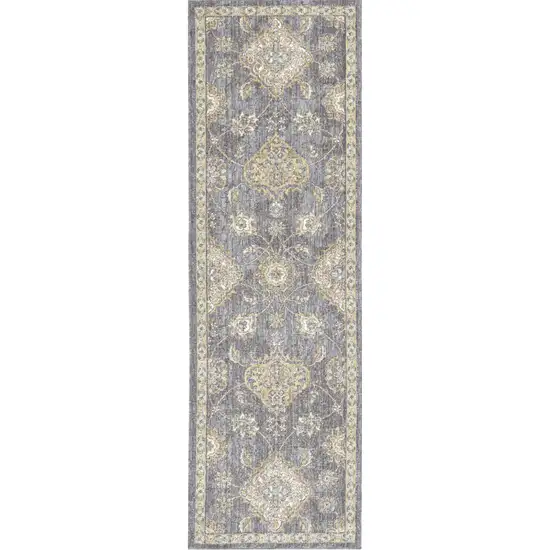 Sage Green Floral Vine Bordered Wool Indoor Area Rug Photo 2