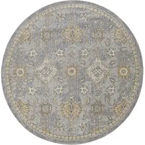 Photo of Sage Green Floral Vine Bordered Wool Indoor Area Rug