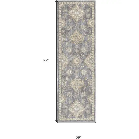 Sage Green Floral Vine Bordered Wool Indoor Area Rug Photo 3