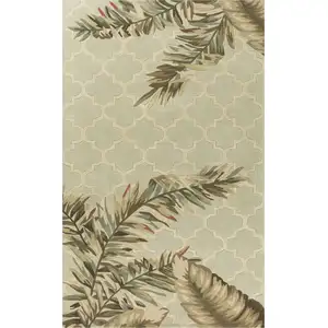 Photo of Sage Green Hand Tufted Tropical Quatrefoil Indoor Area Rug