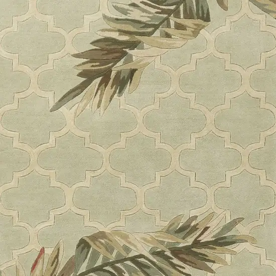 Sage Green Hand Tufted Tropical Quatrefoil Indoor Area Rug Photo 5