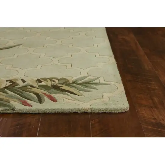 Sage Green Hand Tufted Tropical Quatrefoil Indoor Area Rug Photo 2