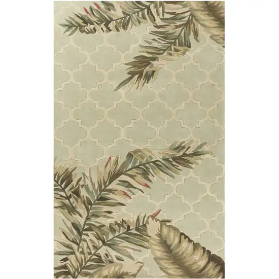 Sage Green Hand Tufted Tropical Quatrefoil Indoor Area Rug Photo 2