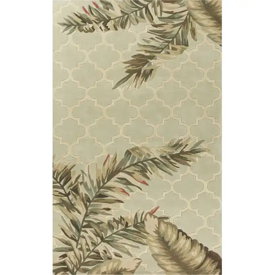 Sage Green Hand Tufted Tropical Quatrefoil Indoor Area Rug Photo 1