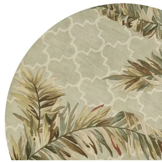 Sage Green Hand Tufted Tropical Quatrefoil Round Indoor Area Rug Photo 2