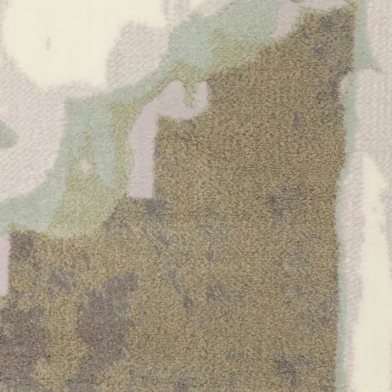 Sage Grey And Brown Abstract Power Loom Stain Resistant Area Rug Photo 9