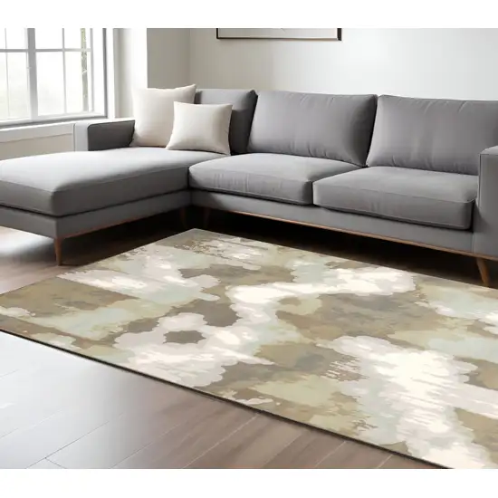 Gray and Brown Abstract Power Loom Area Rug Photo 1