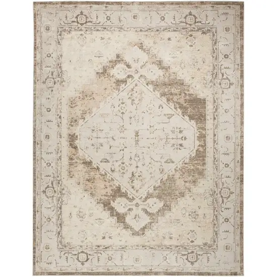 Sage Oriental Power Loom Distressed Washable Area Rug Photo 1