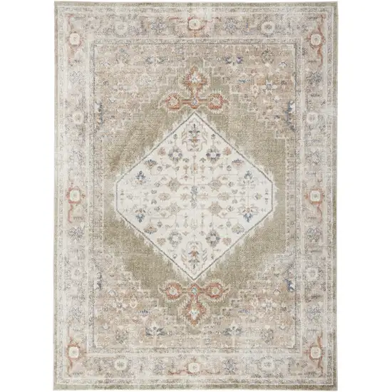 Sage Oriental Power Loom Distressed Washable Area Rug Photo 1